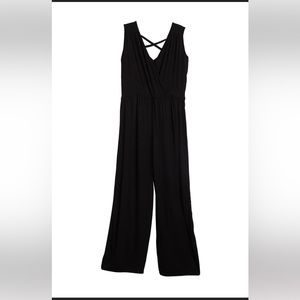 Loveapella Jersey Flowing Jumpsuit cross Cross Back Black Large